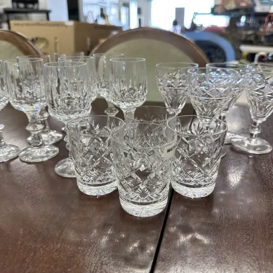 Selection of Crystal Glasses Including Sherry
