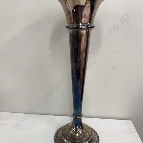 Vintage Silver Plated Trumpet Shaped Vase H38cm