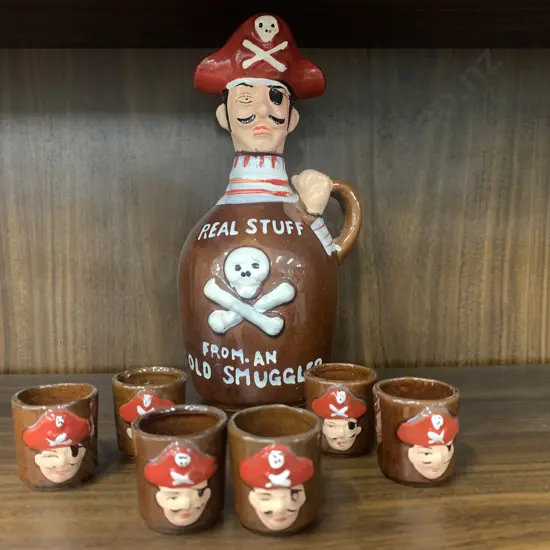 Vintage Decanter & Shot Glasses X6 From. An Old Smuggler