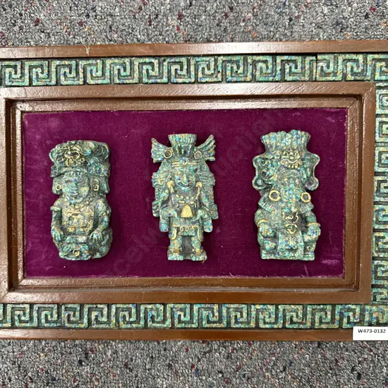 Framed Aztec Sculptures 26 x 38cm