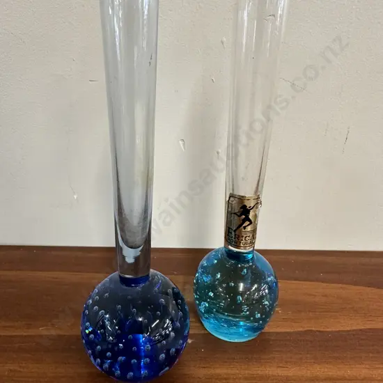 Vintage Bubble Bud Vases Blue & Aqua H16cm