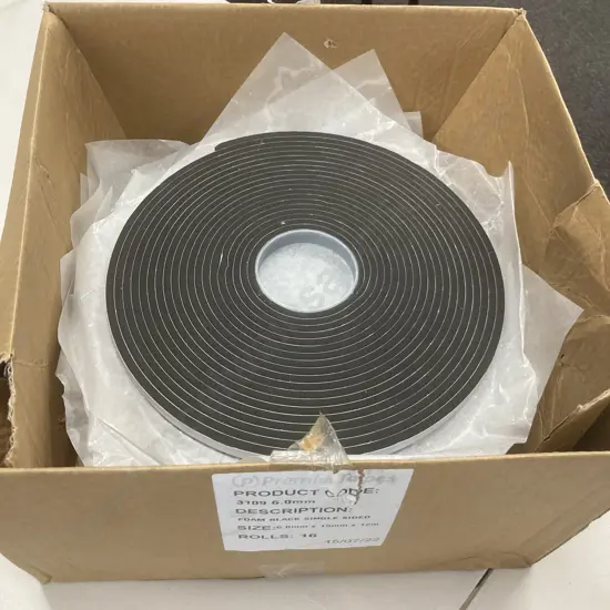 Lot of 9 Rolls of Foam Tape Black Single Sided 6.0mm x 15mm