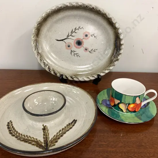 Pottery Items Including Chip & Dip, Oval Platter, Misono Cup & Saucer( Donated As Unable to Sell )