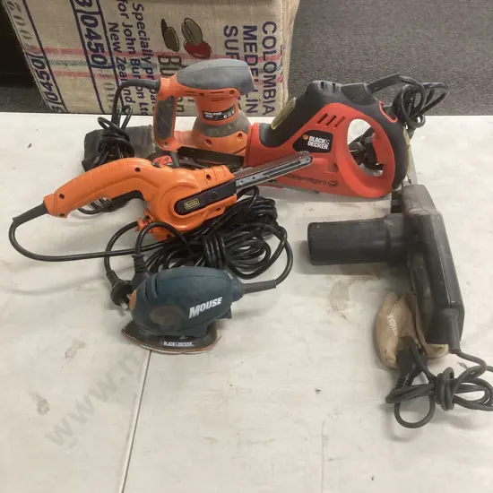 Lot of 4 Black & Decker Sanders & a Saw
