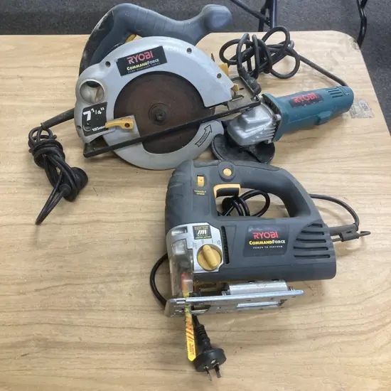 Ryobi Jigsaw, Angle Grinder & 185mm Circular Saw