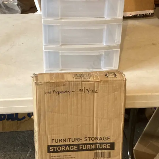 New Mia Storage 3 Tier Bookcase, Taurus Plastic Sorter Drawers & Mako Storage Box