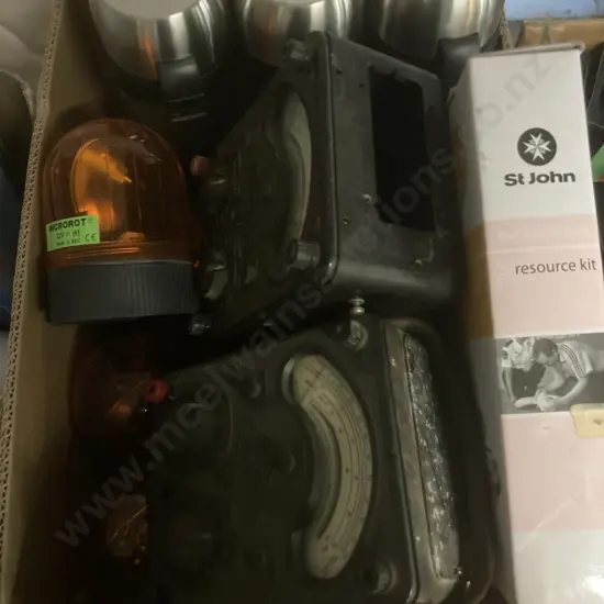 Box Lot Thermos's, Lights, Avo Meters Etc