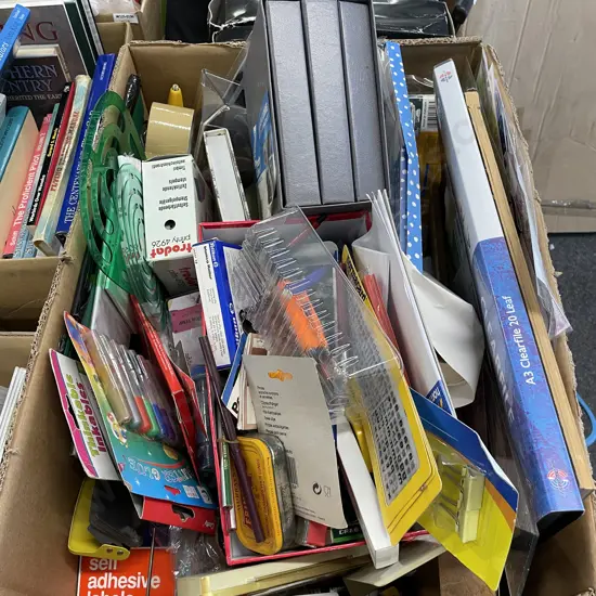 Box Lot of Assorted Stationery Items