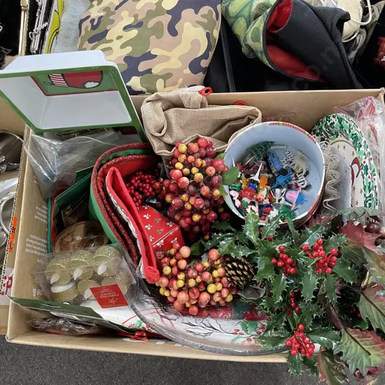 Box Lot Of Christmas Decorations