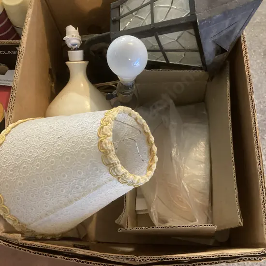 Box Lot Of Vintage Lights Etc