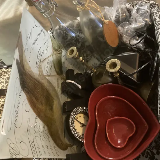 Selection Of Platters, Love Sign, Brass Ware, Phone Etc