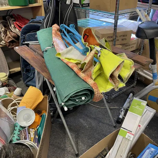Folding Table, Sponge Bob Camp Chair & Camp Stretcher
