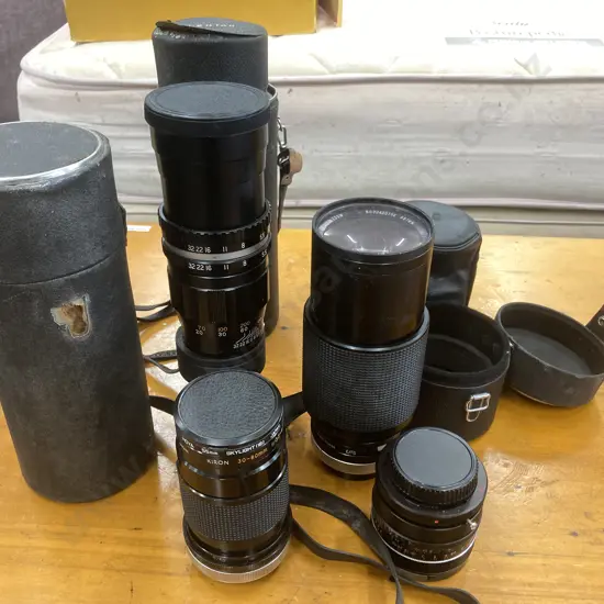 Vintage Camera Lenses x 4, Tele-Lentar 300mm 1:5.5 Camera Lense With Case