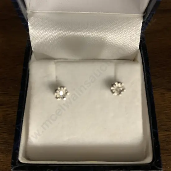 Pair of New Earrings, White Gold Diamond Chips RRP $300
