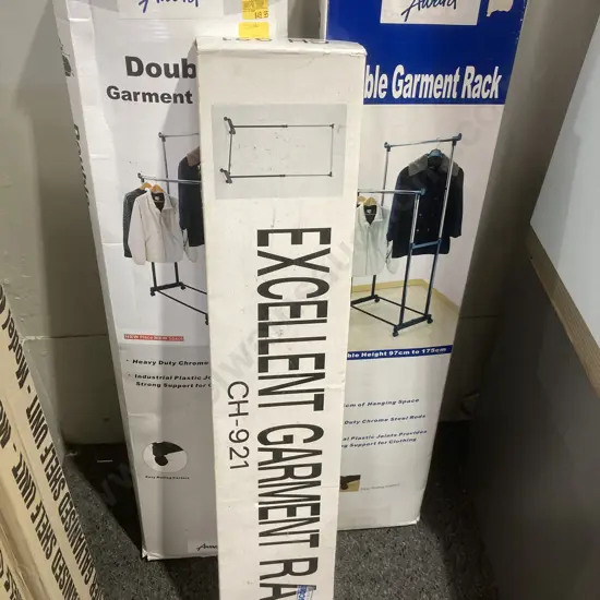 Award Double Garment Racks x 2, Chrome & Plastic With an Excellent Garment Rack, Flat Packed