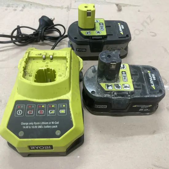 Ryobi Charger, BCL14181H Charger And Two 5.0Ah Batteries