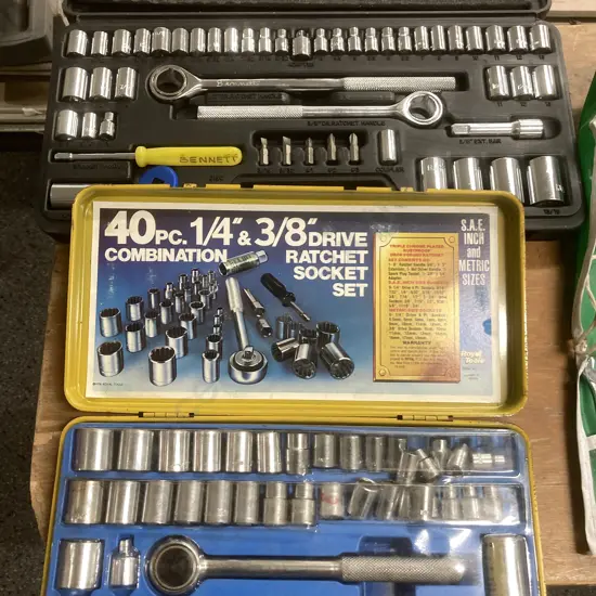 Royal Tools 40 Pc. Socket Set, 1/4" to 3/8" Drive, In Yellow Case With a Socket Set In Black Case