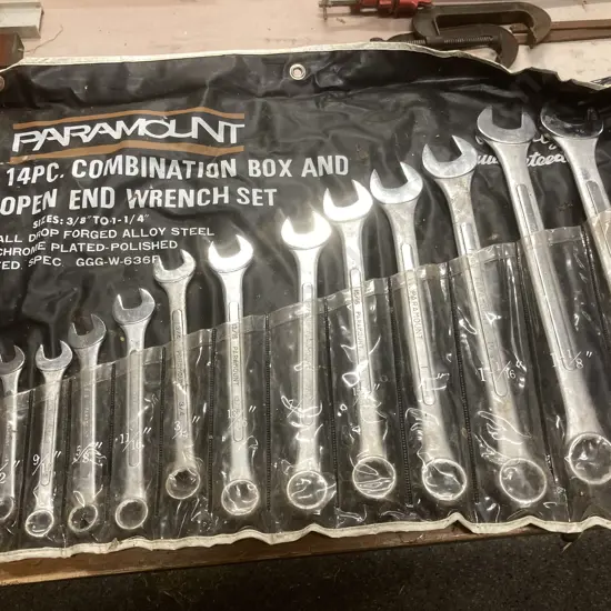 Paramount 14 Pc. Combination Box & Open End Wrench Set, 3/8" to 1-1/4"