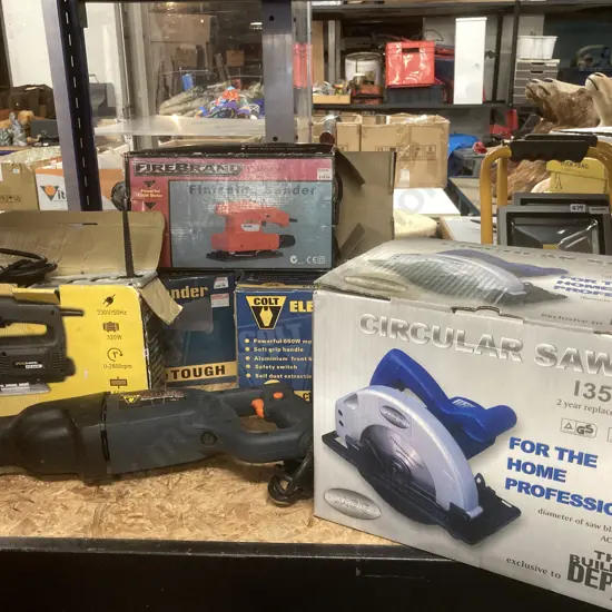 Power Tools x 7, Circular Saw, Planer, Jigsaw, Reciprocating Saw, Two x Sanders