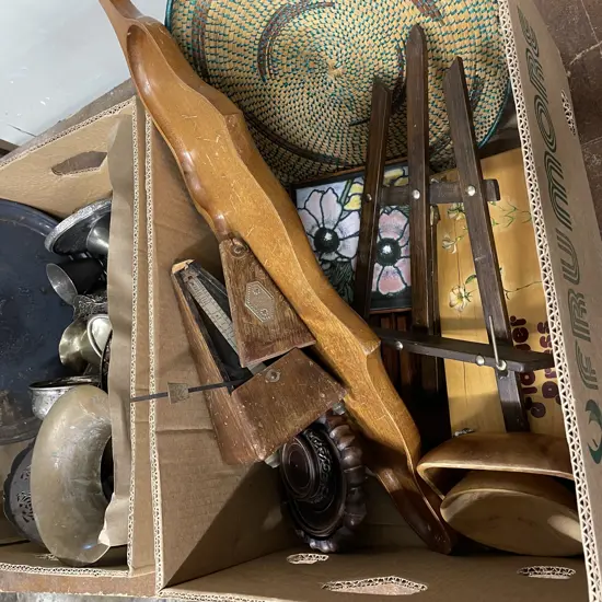 Box of assorted woodenware