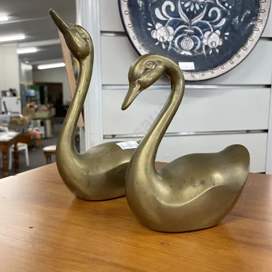 Pair of Vintage Solid Brass Ducks
