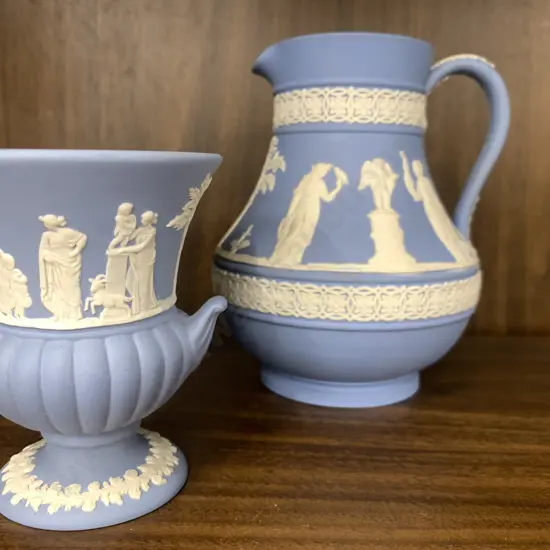 Wedgwood Jug & Urn, Blue / White