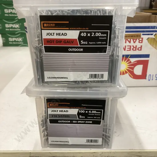 Ecko Jolt Head 40 x 2.00mm x 5Kg, Outdoor & Jolt Head 100 x 4.00mm x 5Kg Outdoor / Sea Spray