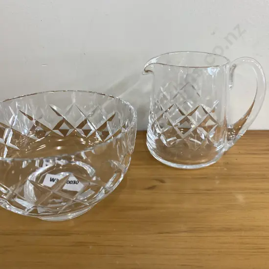 English Richardson Crystal Creamer & Bowl