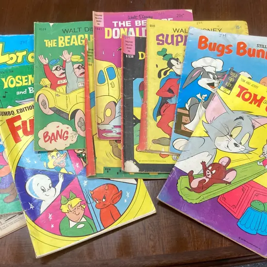 Vintage Comics x 11, Gold Key Tom And Jerry, Yosemite Sam, Walt Disney Super Goof, The Beagle Boys Etc, Funland,  Etc