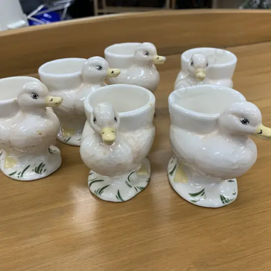 Vintage Ceramic Chook Egg Cups Set Of Six