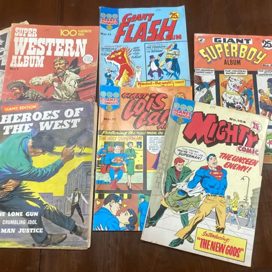 Vintage Comics x 7, Planet Comics, Giant, Super Western Etc