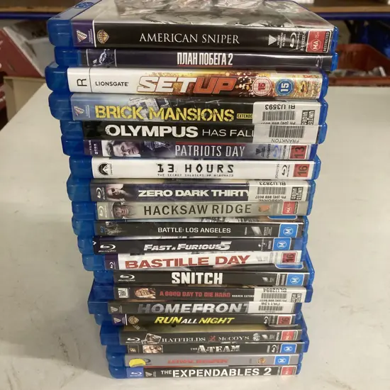 Blu-rays  x 20, Patriots Day, Switch, Hacksaw Ridge, Brick Mansions Etc