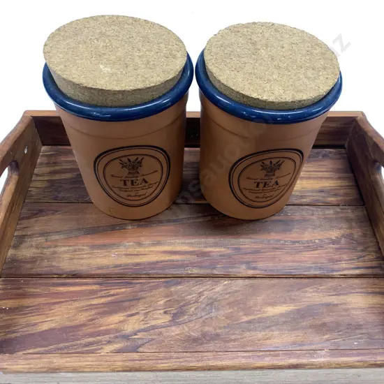 Homewood Ltd NZ Rimu Serving Tray With Terracotta Canisters