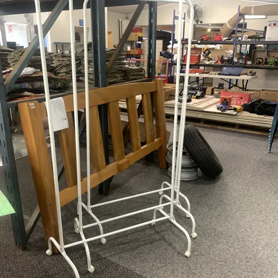 Mobile White Dress Racks x3 H161cm, W78cm.