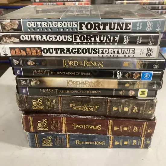 Lot of 10 DVDs, Assorted Lord Of The Rings & Outrageous Fortune