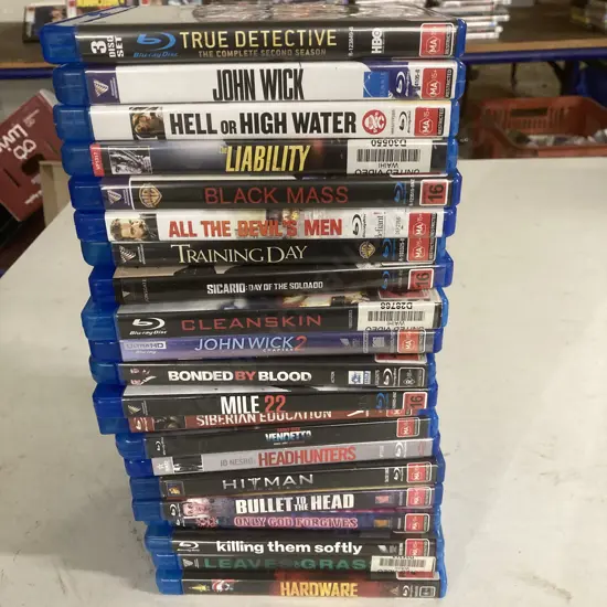 Blu-rays  x 21, John Wick 1 & 2, Hell Or High Water, Mile 22, Hitman, Hardware Etc