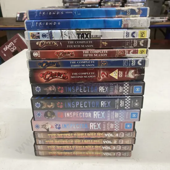 DVDs x 15, Taxi, Friends, Cheers, Beverly Hillbillies, Inspector Rex
