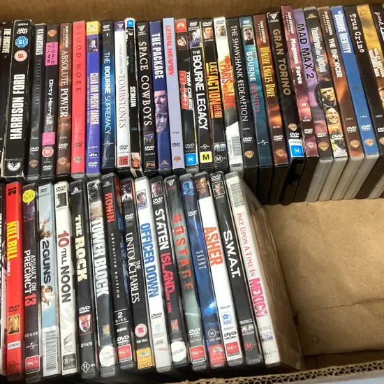 Box Lot of 50 Assorted DVD's