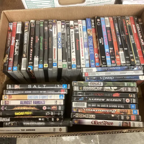 Box Lot of 50 Assorted DVD's