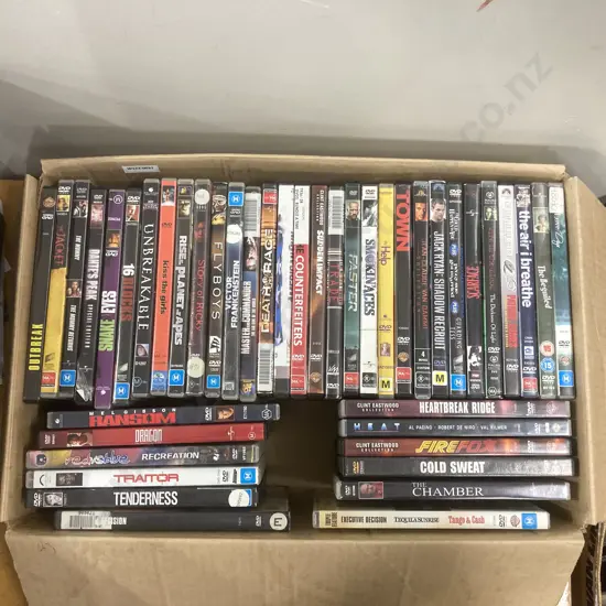 Box Lot of 43 Assorted DVD's