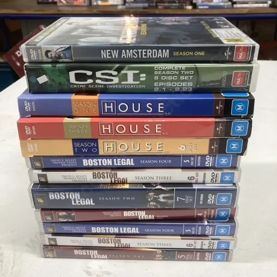 DVDs x 12, Assorted Boston Legal, House, New Amsterdam & CSI