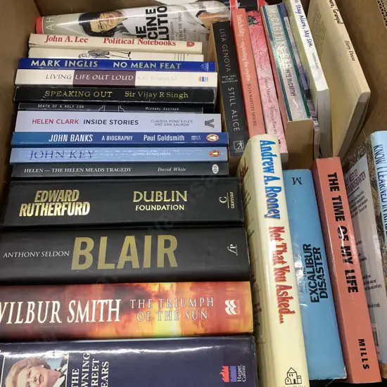 Box Lot Of Books Including Margaret Thatcher, Anthony Blair, Helen Clark Etc