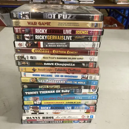 DVDs x 20, Ricky Gervais, Hot Fuzz, Danny Bhoy, Austen Tayshus, Dave Chapelle Etc
