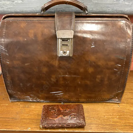 Leather Vintage Doctors Case & Embossed Purse