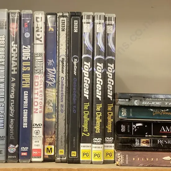Lot of  24 DVDs, Assorted Steelcase, Jumanji Deluxe Edition, Top Gear, Footrot Flats, Fred Dagg, Jonah Etc