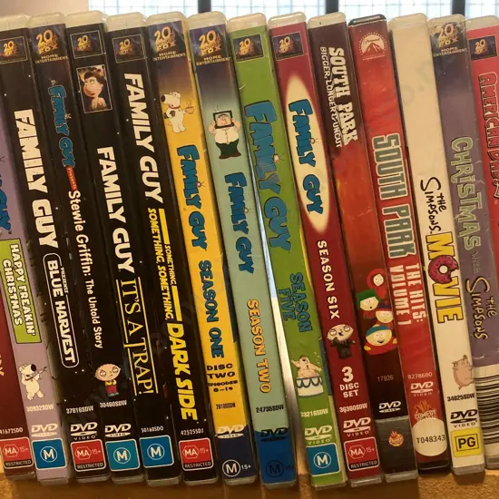 Lot of 16 DVDs, Futurama, American Dad, Family Guy, South Park, Seth McFarlane Etc