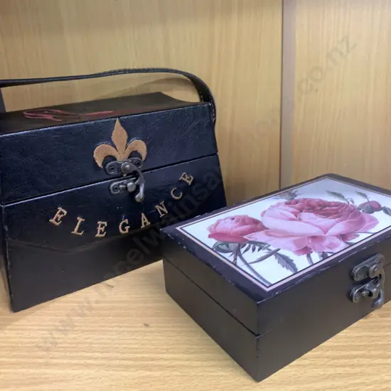 Jewellery Boxes x 2, Elegance & Wooden Rose Box