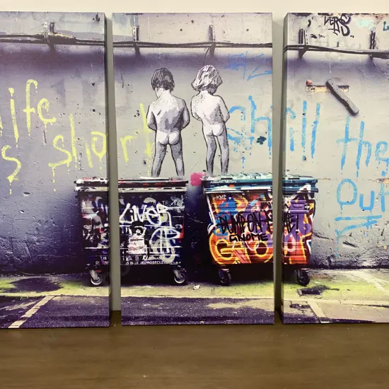 "Triptych Banksy" Pictures On Canvas, 3 x 60 x 30cm