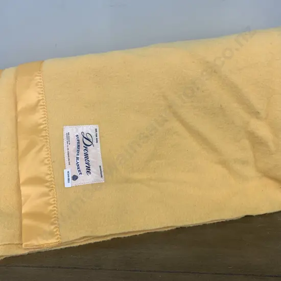 Vintage 'Dromorne Linen' Gold Colour Woollen Blanket, 190 x 230cm