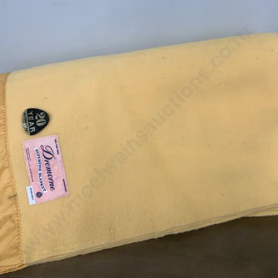 Vintage 'Dromorne Linen' Gold Colour Woollen Blanket, 190 x 230cm